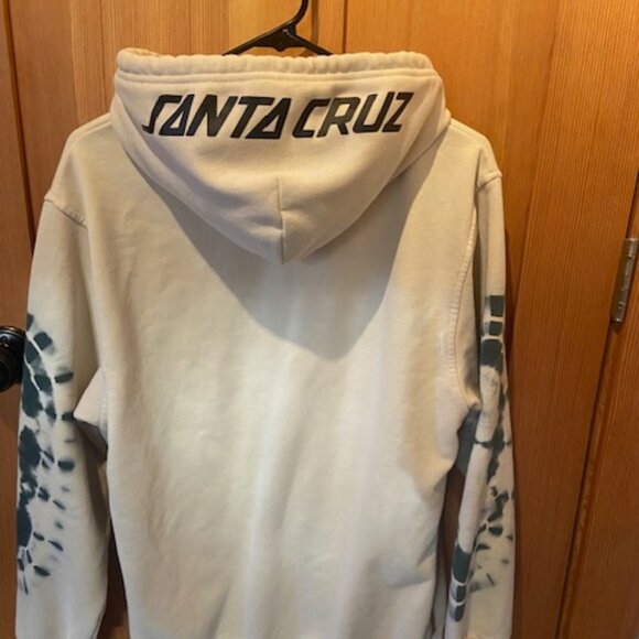 Men's Santa Cruz Beige OD Green Tie Dye Hoodie Sweatshirt Size M - Picture 5 of 6